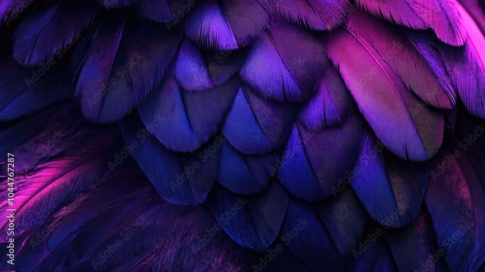 Poster analysis of dark and violet plumage highlighting avian feather traits suitable for decorative prints