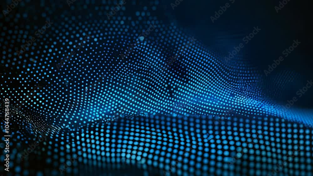 Poster abstract digital blue dots background grid mesh technology visualization motion animation futuristic