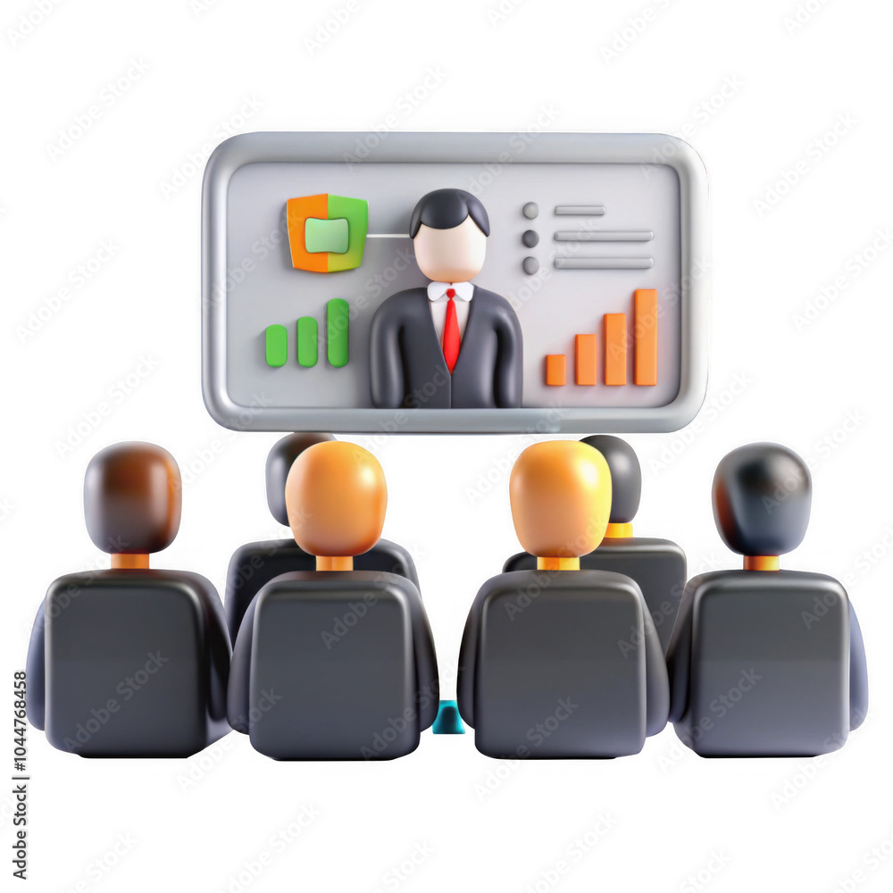 Aufkleber a diverse group of individuals attentively watching a business presentation on a screen. the speaker