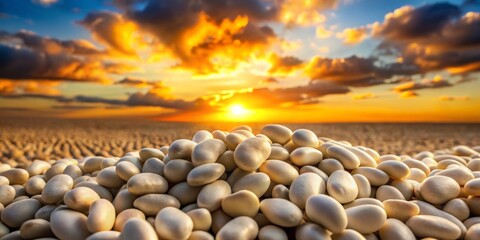 Captivating Silhouette Photography of White Beans against a Dramatic Sunset Background - Nature, Food, Agriculture, Organic, Healthy Eating Inspiration