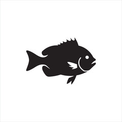 Black Fish Silhouette Vector - High-Quality Minimalist Fish Illustration