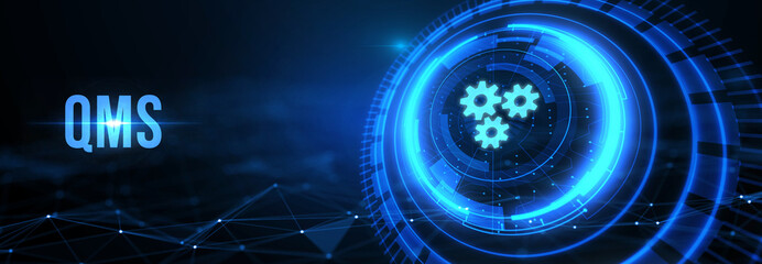 Quality management system business and industrial technology concept. QMS. 3d illustration