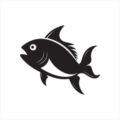 Obraz premium Black Fish Silhouette Vector - High-Quality Minimalist Fish Illustration