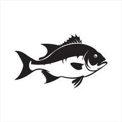 Black Fish Silhouette Vector - High-Quality Minimalist Fish Illustration