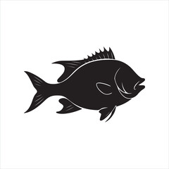 Fototapeta premium Black Fish Silhouette Vector - High-Quality Minimalist Fish Illustration