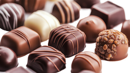 Fototapeta premium Chocolate candy isolated snack milk chocolate bonbon confection isolated on a transparent background