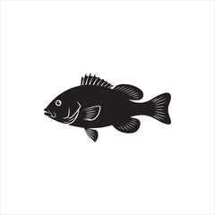 Obraz premium Black Fish Silhouette Vector - High-Quality Minimalist Fish Illustration