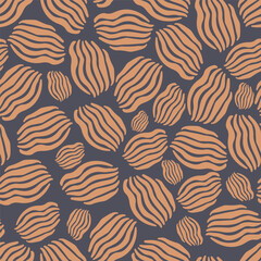 Seamless pattern of abstract organic shapes with wavy lines, arranged in a scattered, irregular formation.