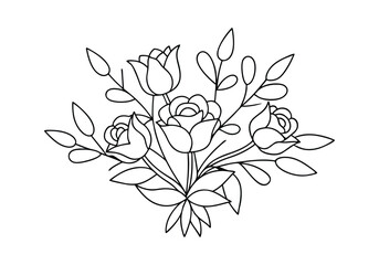 Elegant Floral Bouquet in Continuous Line Art