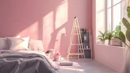 A serene and inviting bedroom scene captures a cozy atmosphere, perfect for a refreshing start to the day or a peaceful retreat.