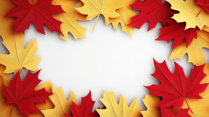 Discount offer of 20 off on paper cut design featuring textured yellow and red autumn maple leaves set against a white background Ideal for autumn promotional materials
