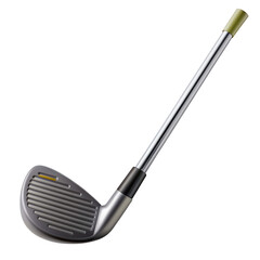 A realistic 3D render of a golf club displaying intricate details. Ideal for sports-related graphics or marketing materials.