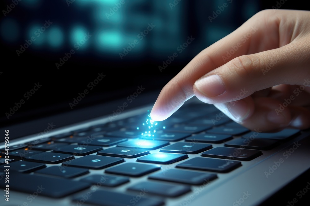 Poster hand typing on keyboard image