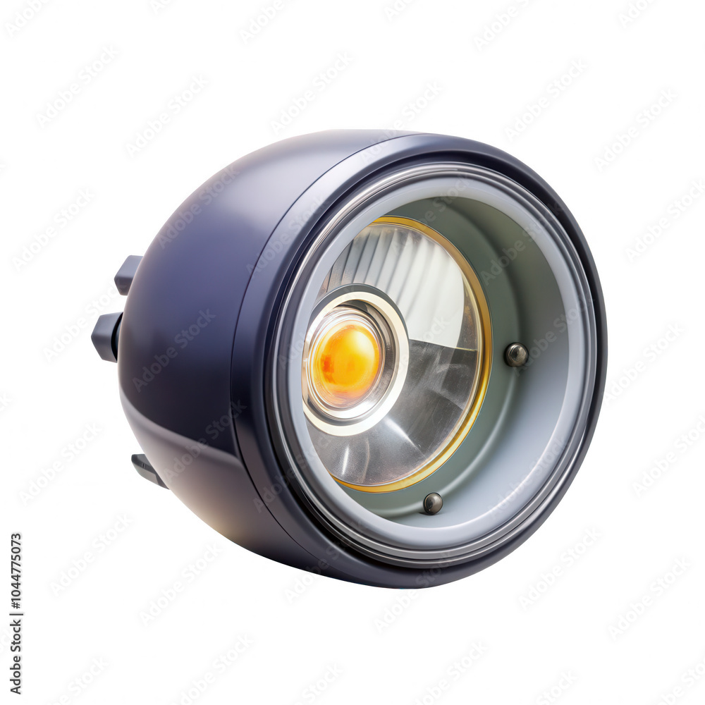 Poster a detailed 3d render of a spotlight with a sleek design. this isolated model highlights its features