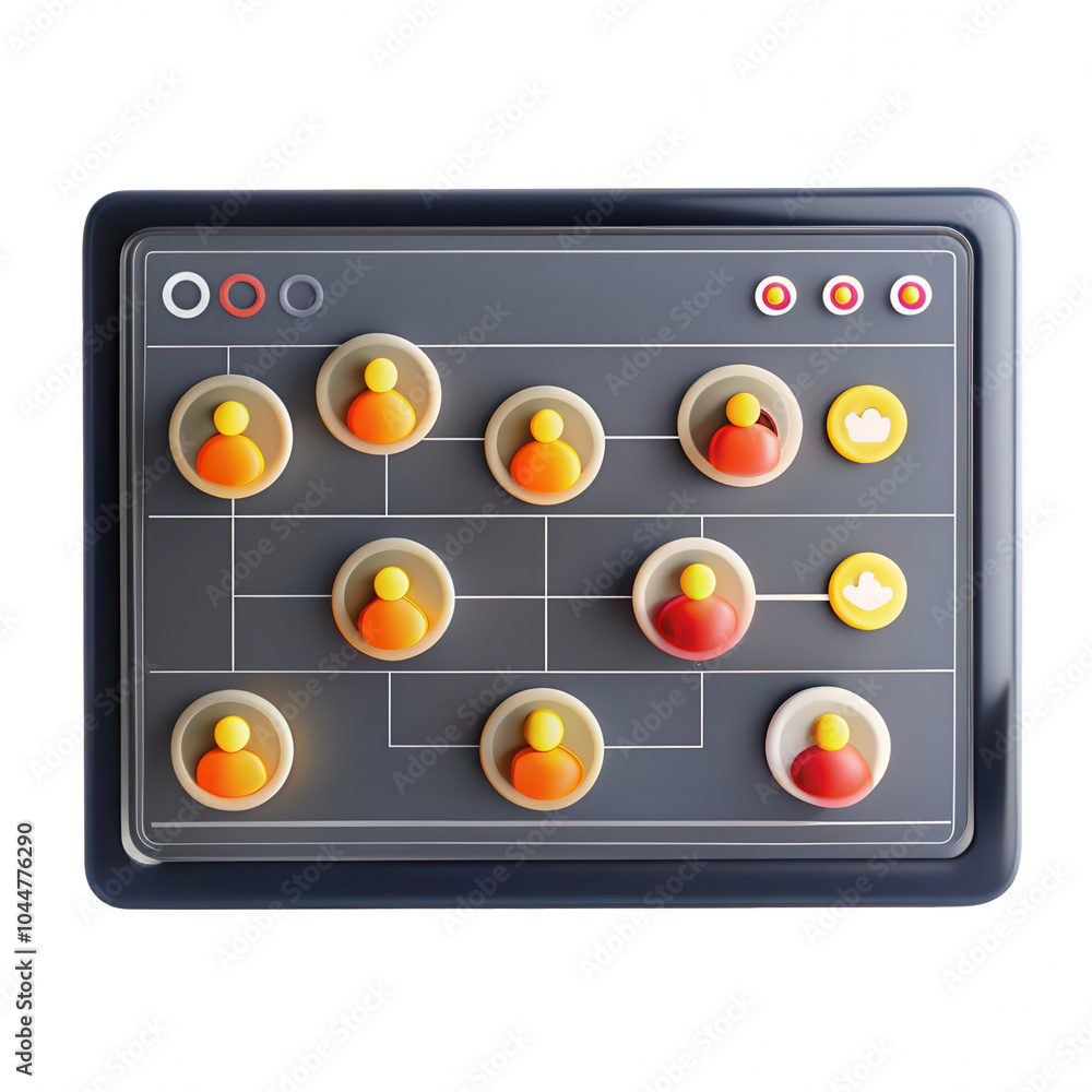 Poster a 3d organizational chart render featuring abstract human icons arranged in a grid, demonstrating hi