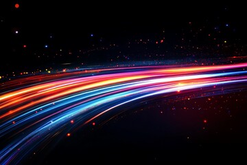 Fototapeta premium Modern abstract high-speed movement. Colorful dynamic motion on blue background.