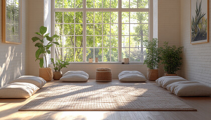 Modern Farmhouse Yoga Room Cozy Design high detail