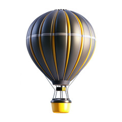 Fototapeta premium A beautifully designed hot air balloon in striking black and yellow colors, set against a transparent background. It's a stunning 3D design.