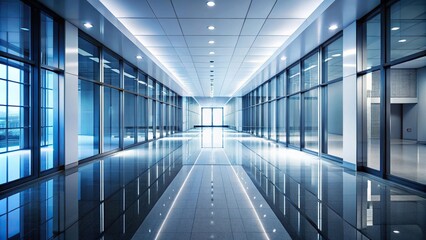 Obraz premium Silhouette of well-designed building corridor with polished floors and streamlined architectural features