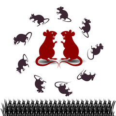 Black Rat Silhouette Set Outline Perfect for Graphic Designers and Illustrators