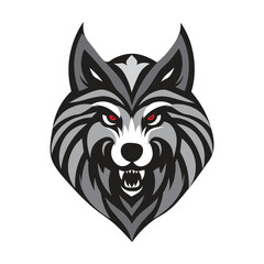  wild gray  wolf team esport Wolf head logo wolf mascot logo icon face emblem design illustration isolated on white background