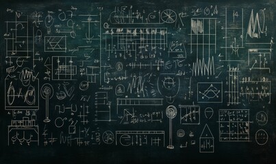 White chalk drawings on a blackboard.