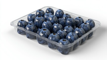 Fresh Blueberries in Plastic Container: A close-up shot of a plastic container filled with plump, vibrant blueberries, ready for consumption.