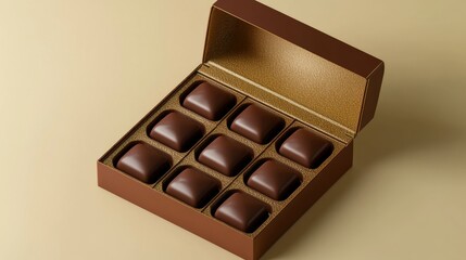 Luxury Chocolate Gift Box: Indulge in the rich decadence of twelve exquisite dark chocolate squares, elegantly presented in a premium brown gift box. Perfect for special occasions or self-indulgence.