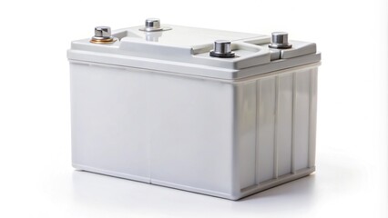 Valve regulated lead acid battery with electrolyte pack isolated on white