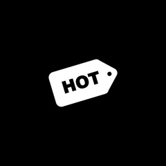 Card with the inscription hot isolated on black background.