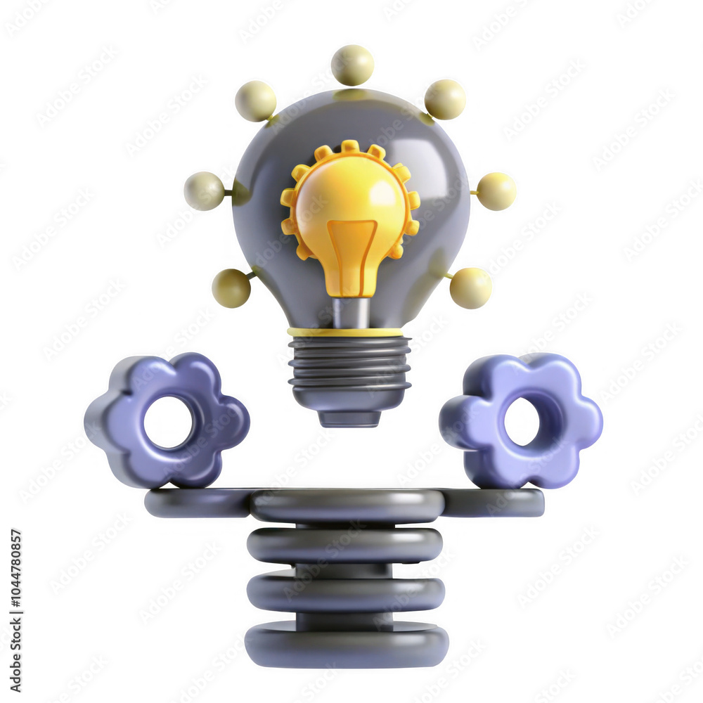 Poster a creative 3d render of a light bulb with floral elements. the design features a spring and colorful