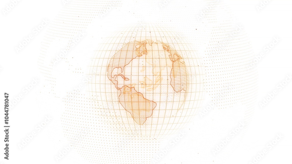 Poster abstract globe with grid pattern focusing on americas