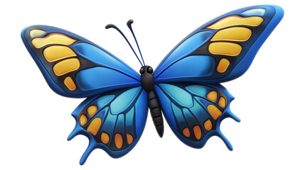 PNG, cute beautiful butterfly cartoon icon 3d rendering isolated on a transparent background