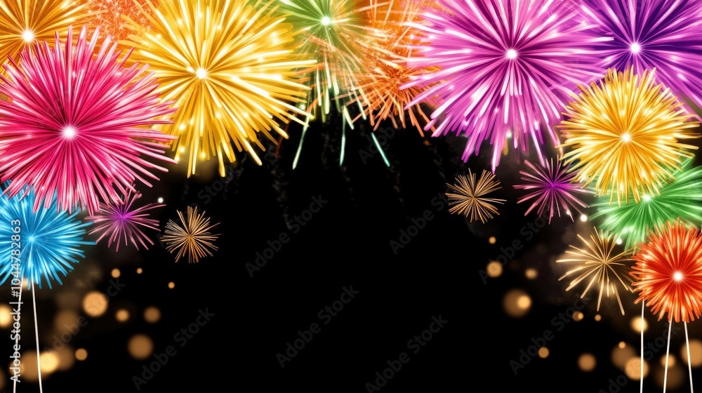 Poster a colorful fireworks display with many different colors