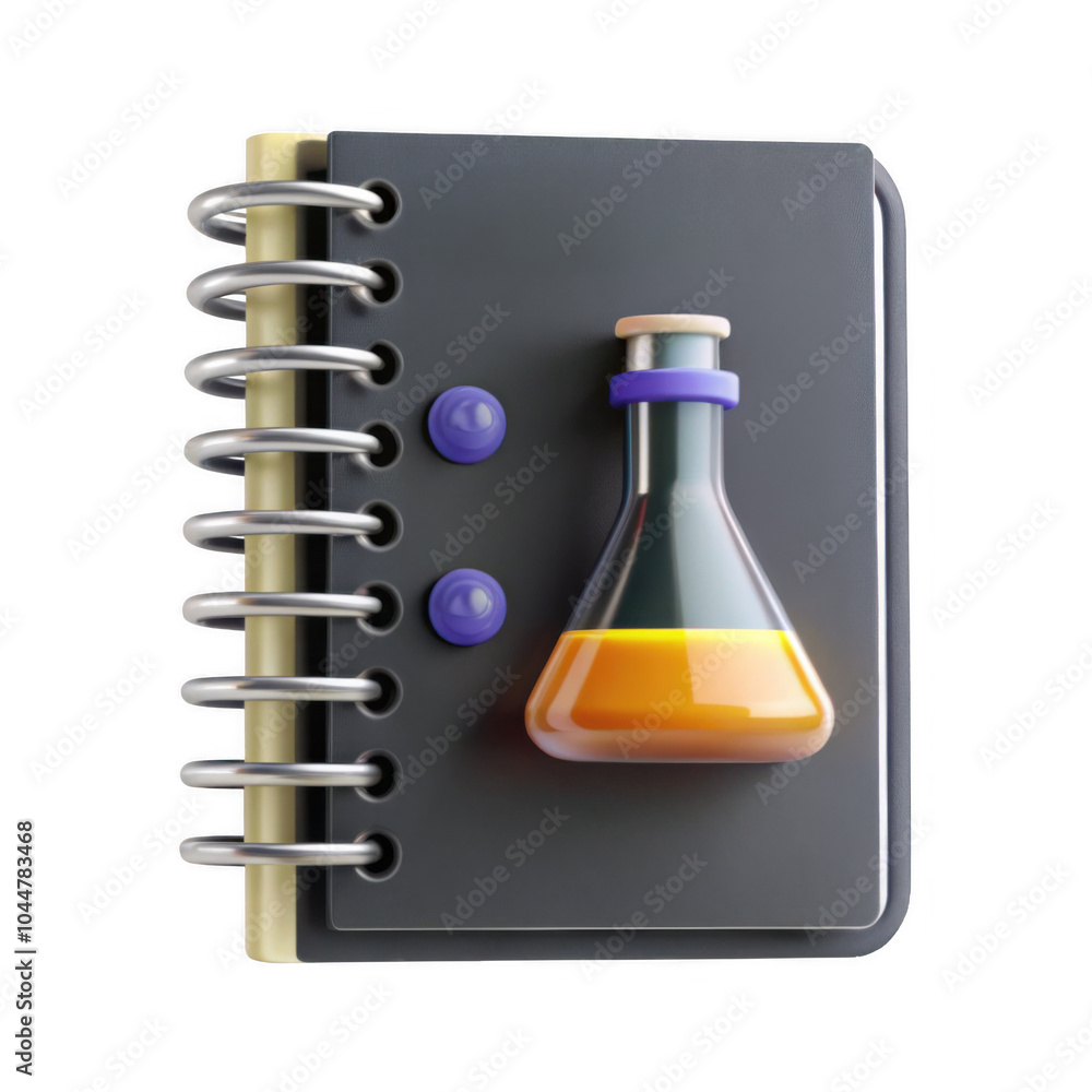 Aufkleber a 3d rendered notebook featuring a flask design, ideal for science or laboratory themes. represents 