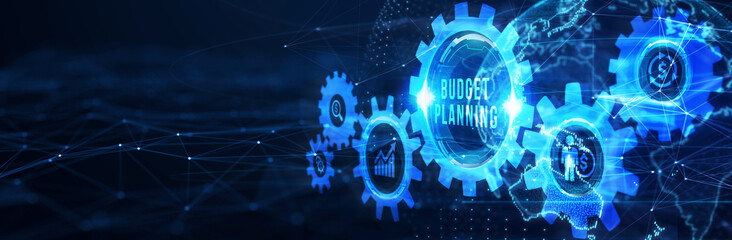Budget planning business finance concept on virtual screen interface. Business, technology concept. 3d illustration