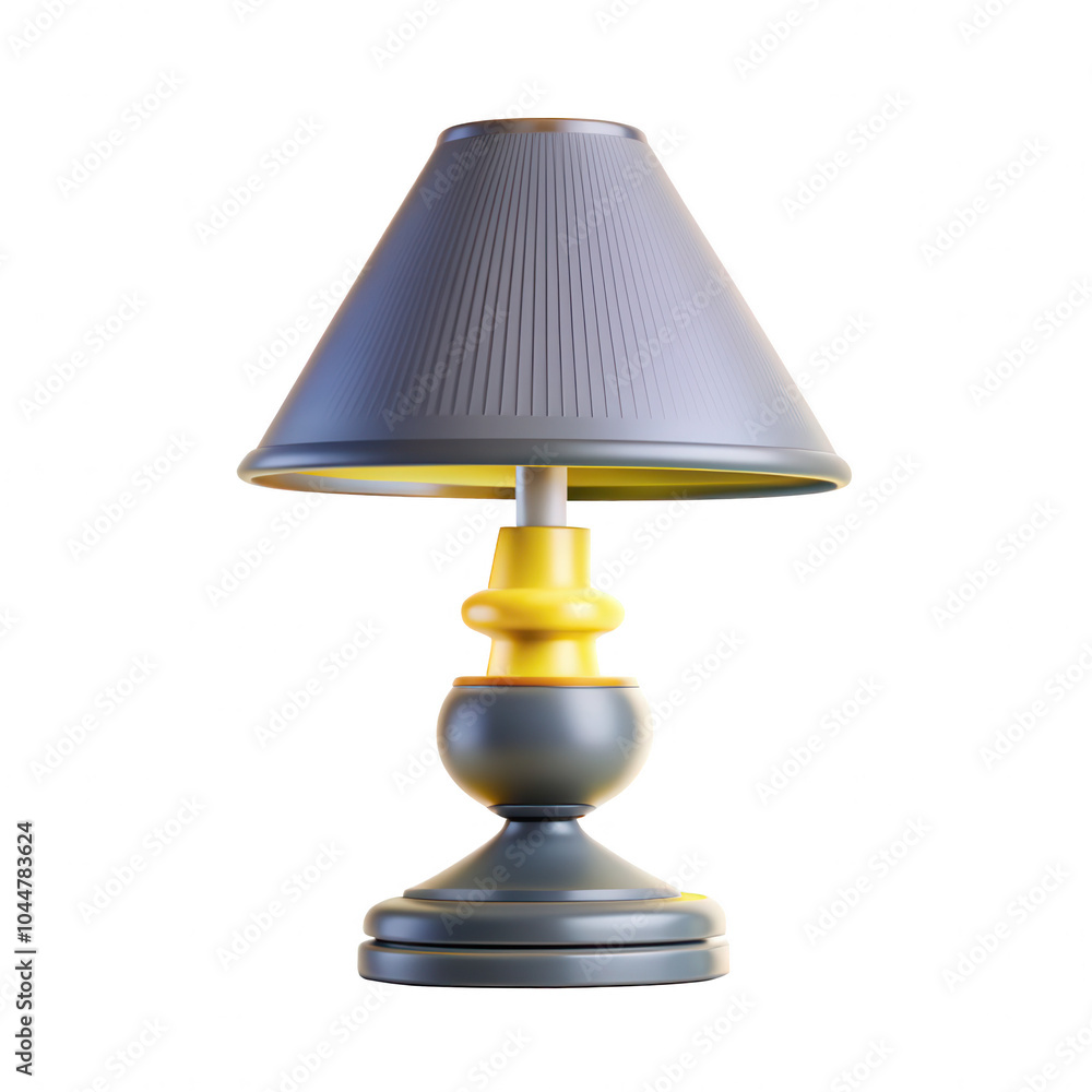 Poster this image showcases a modern table lamp featuring a sleek design with a grey shade and a vibrant ye