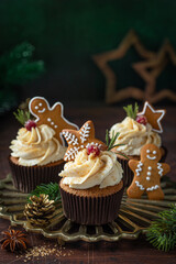 Christmas  cupcakes with gingerbread  cookies