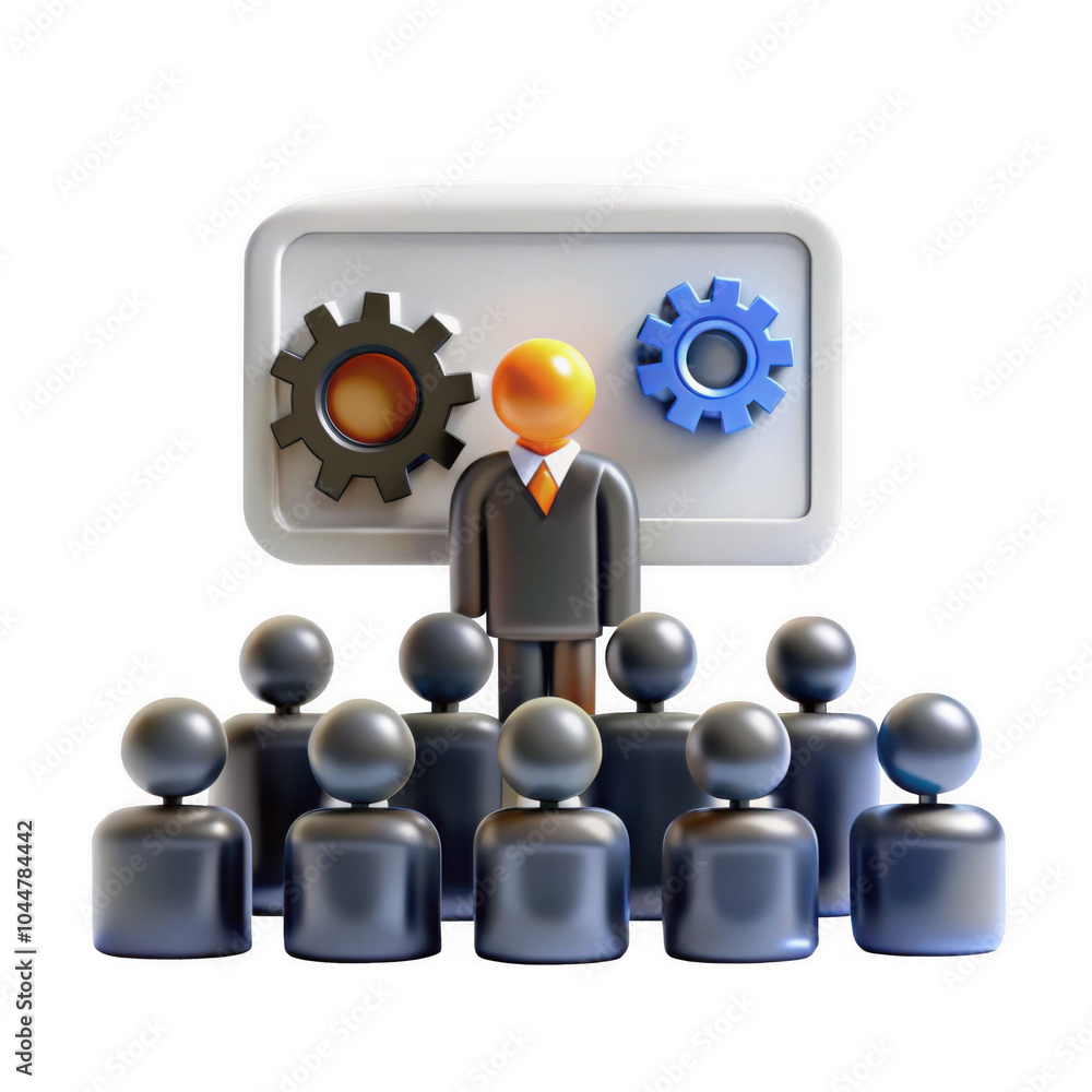 Aufkleber a 3d model depicting a business presentation where a presenter stands before an audience, showcasing