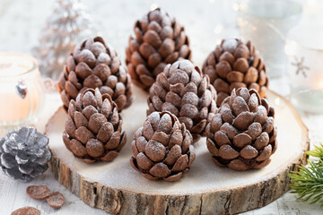 Christmas edible chocolate brownie pine cones