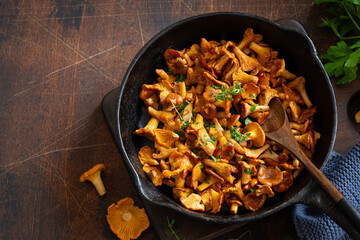 fried chanterelle mushrooms