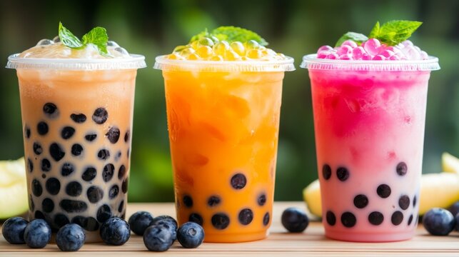Colorful Tea and Dessert Drinks in Modern Cafe Setting