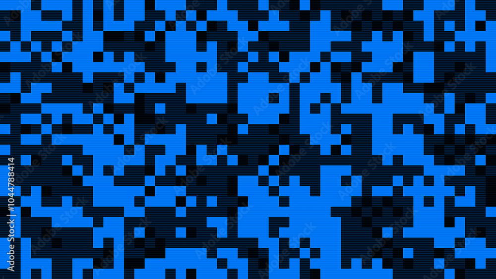 Fototapete abstract neon blue pixel texture bg video screen. tv pattern background with square noise effect. fu