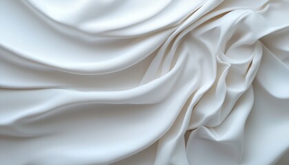 Obraz premium A beautifully arranged white fabric draped elegantly in a studio setting, showcasing smooth textures and subtle folds perfect for background use in various designs.