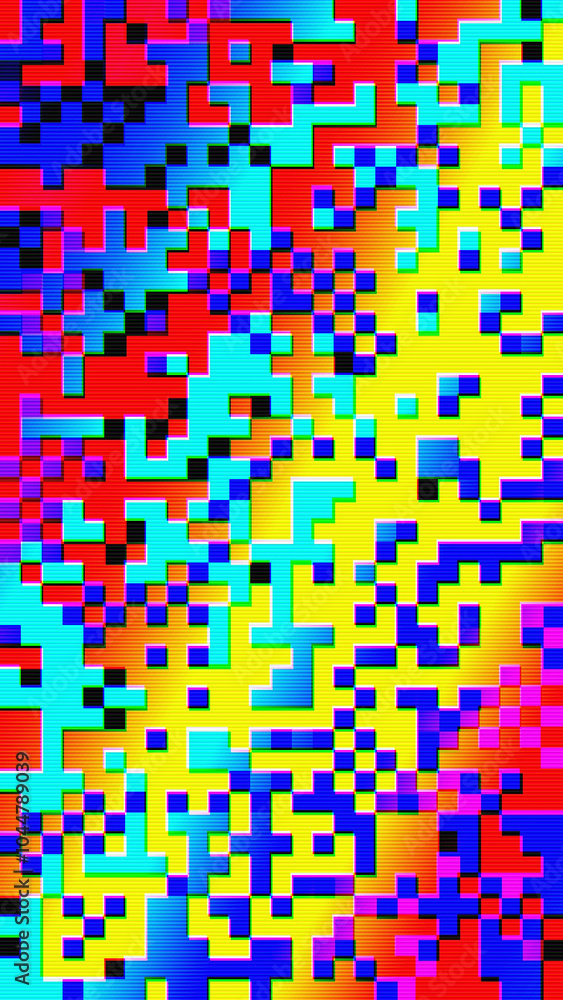 Aufkleber abstract pixelated interlaced colorful rainbow 8 bit cyber retro game glitch tv static pixel noise t