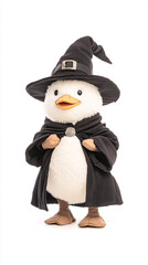 A delightful penguin character dressed as a wizard complete with a pointed hat and cloak ready to embark on whimsical quests filled with magic and fun
