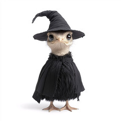 Fototapeta premium Explore the enchanting world of our beloved bird dressed in a witch's outfit perfect for Halloween festivities and whimsical charm
