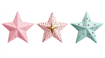 Obraz premium Charming decorative stars in pastel colors with polka dots, perfect for adding a playful touch to your design projects.