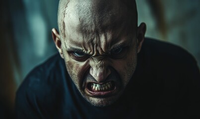 A man with a fierce, angry expression.
