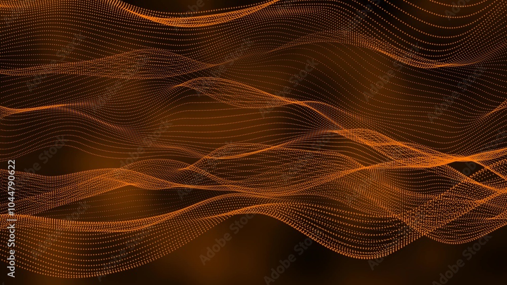 Poster brown color background digital particle line wave, abstract fractal background